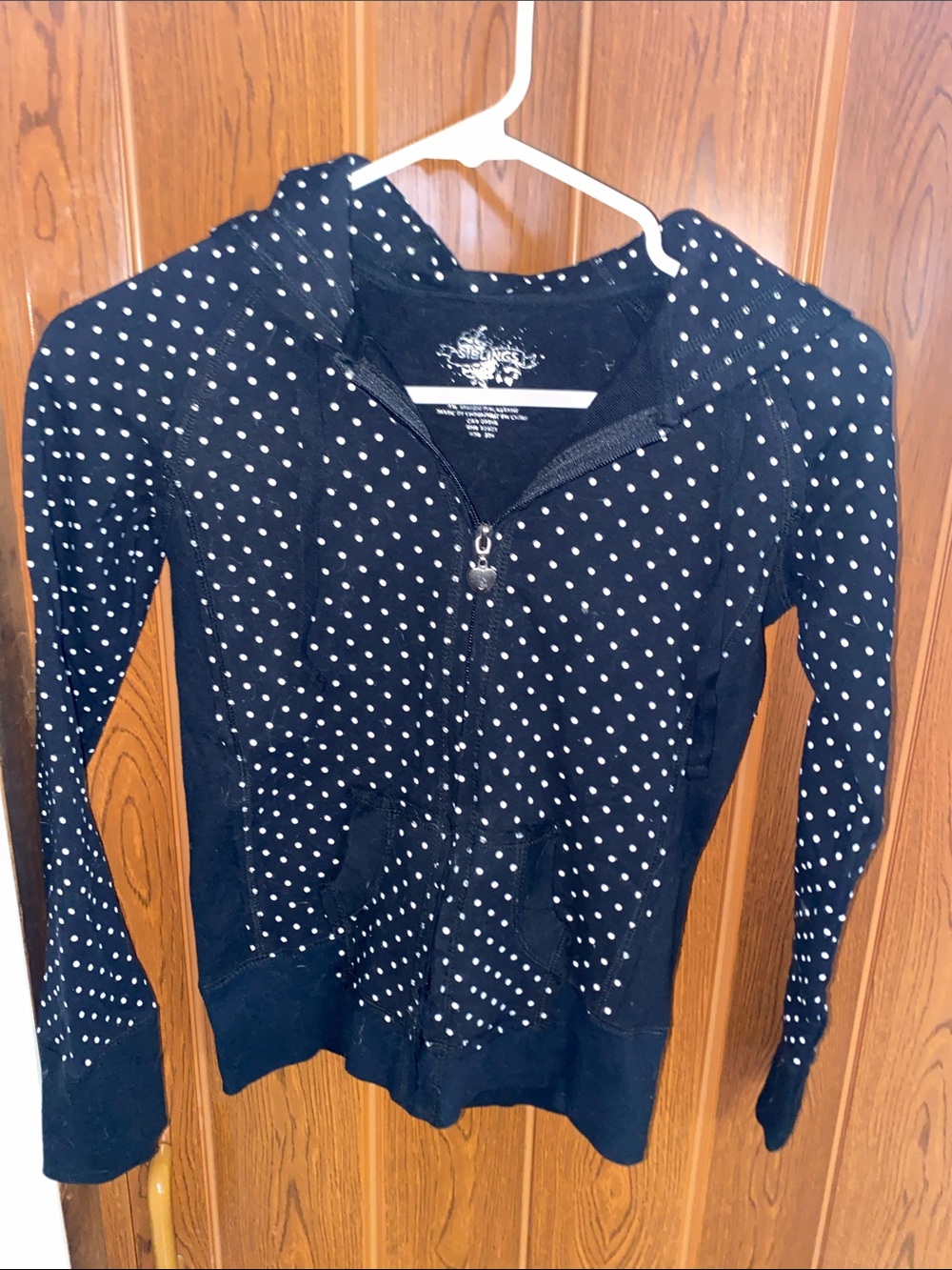 Vintage Women's Black Polka Dot Zip Hoodie